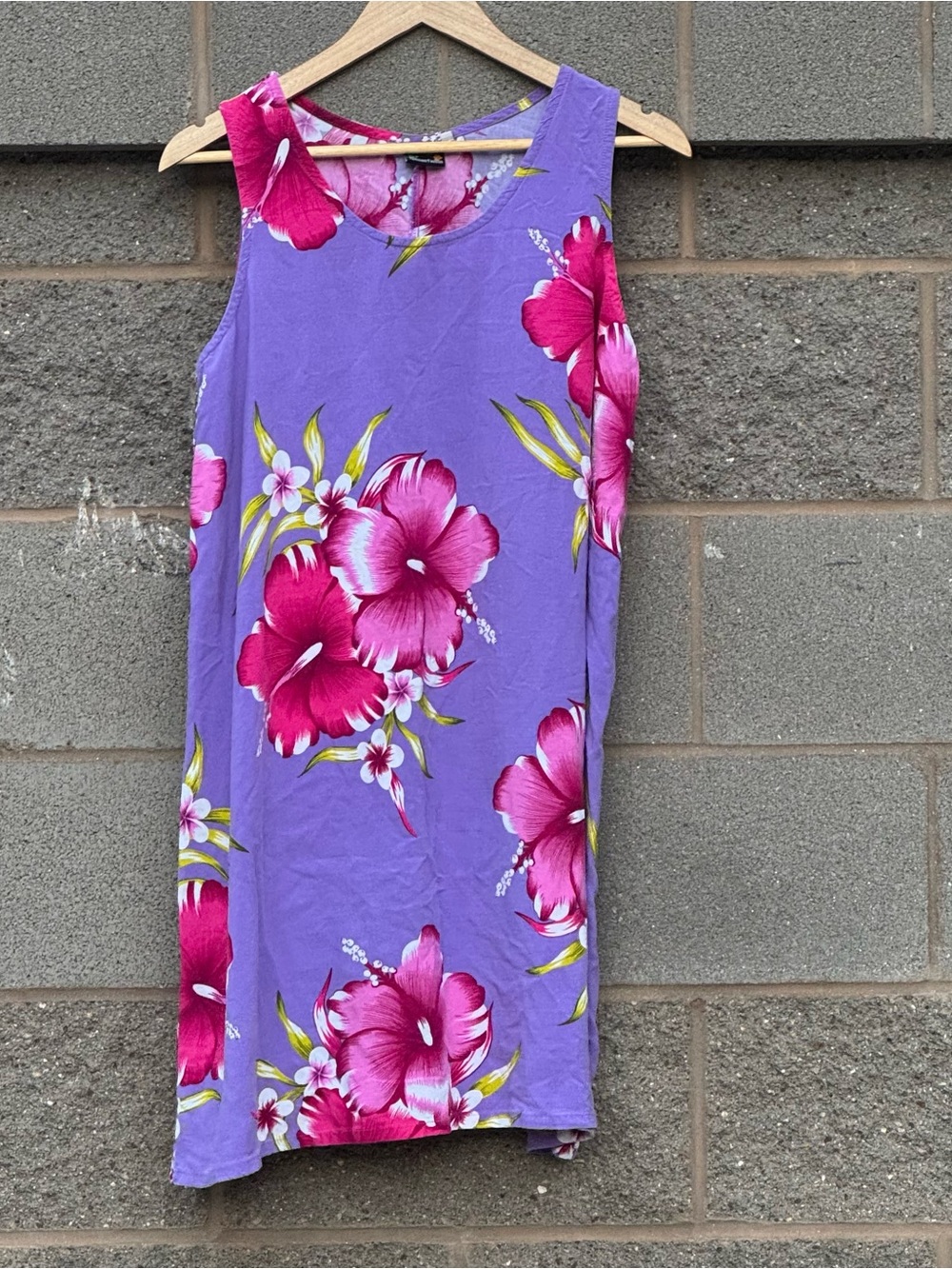 Women’s Vintage Y2K Aloha Fashion Purple Floral Hawaiian Dress One Size